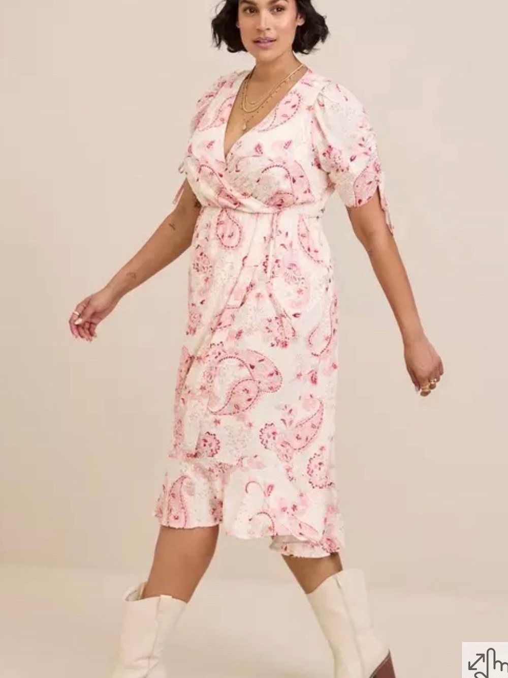 torrid Pink and White Midi Dress